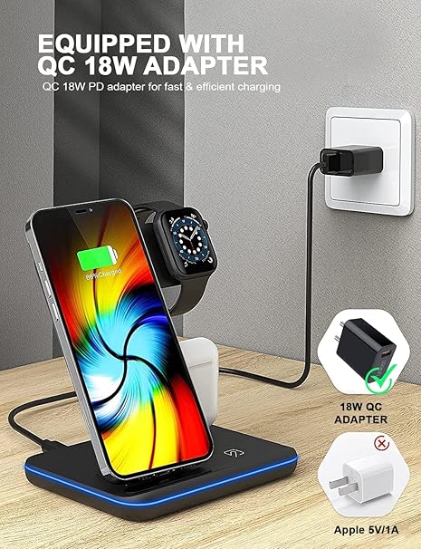 3-in-1 Wireless Charging Station - محطة شحن لاسلكية 3 في 1